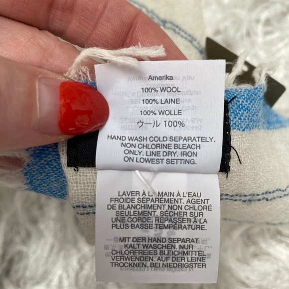 New J. Crew Lightweight Wool Scarf Striped With Eyelash Fringe - Picture 6 of 7